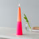 tall two-colour cone candle - pink-orange