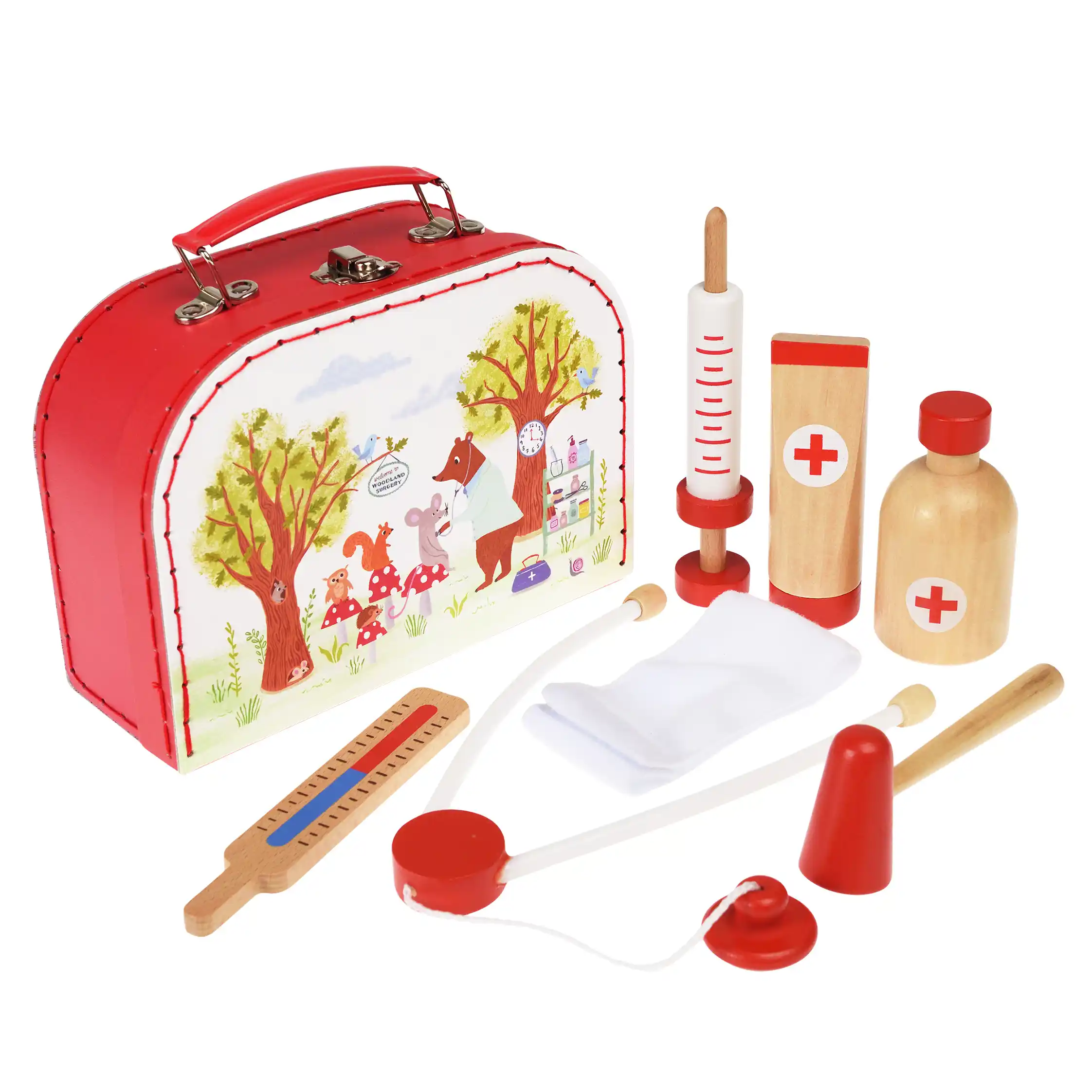 woodland friends wooden doctor's play set