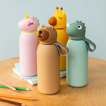 children's animal head drinks bottle 350ml - unicorn