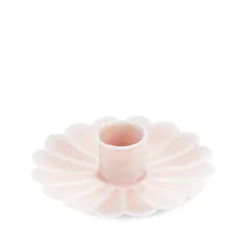 emaille-kerzenhalter mit flachem tropfschutz in blumenform - pink