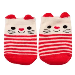 pair of baby socks - red cat