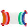 embroidered cushion with pom poms - rainbow