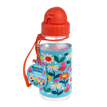 children's water bottle with straw 500ml - butterfly garden
