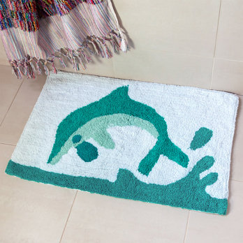 tapis de bain tufté en coton - dauphin
