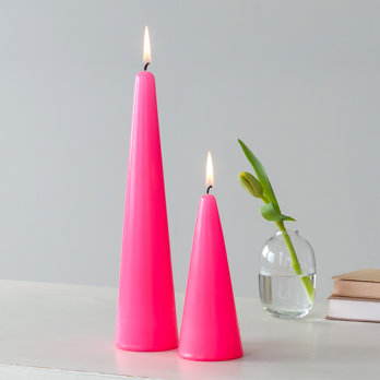tall cone candle - bright pink