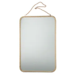 hanging mirror (29cm x 19cm) - rectangular, gold tone