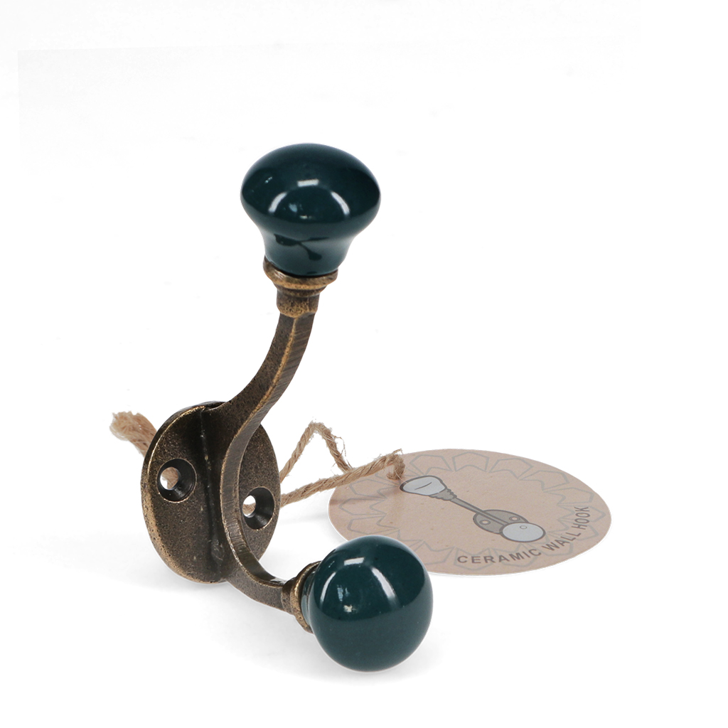 ceramic double hook - blue