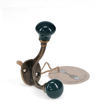 ceramic double hook - blue