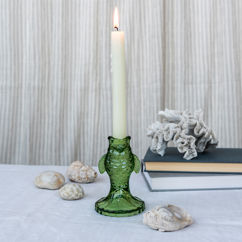 glass candlestick (12cm) - green fish