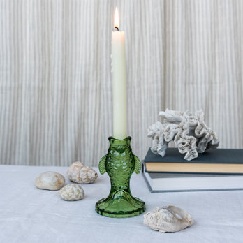 bougeoir en verre (12 cm) - poisson vert