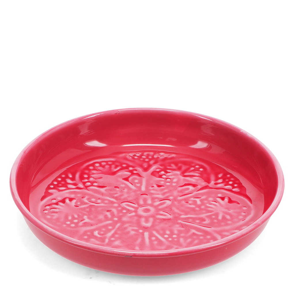 enamel trinket dish (17.5cm) - vibrant pink