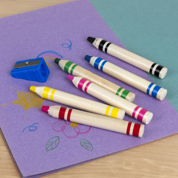 gros crayons de bois avec taille-crayon (lot de 6)