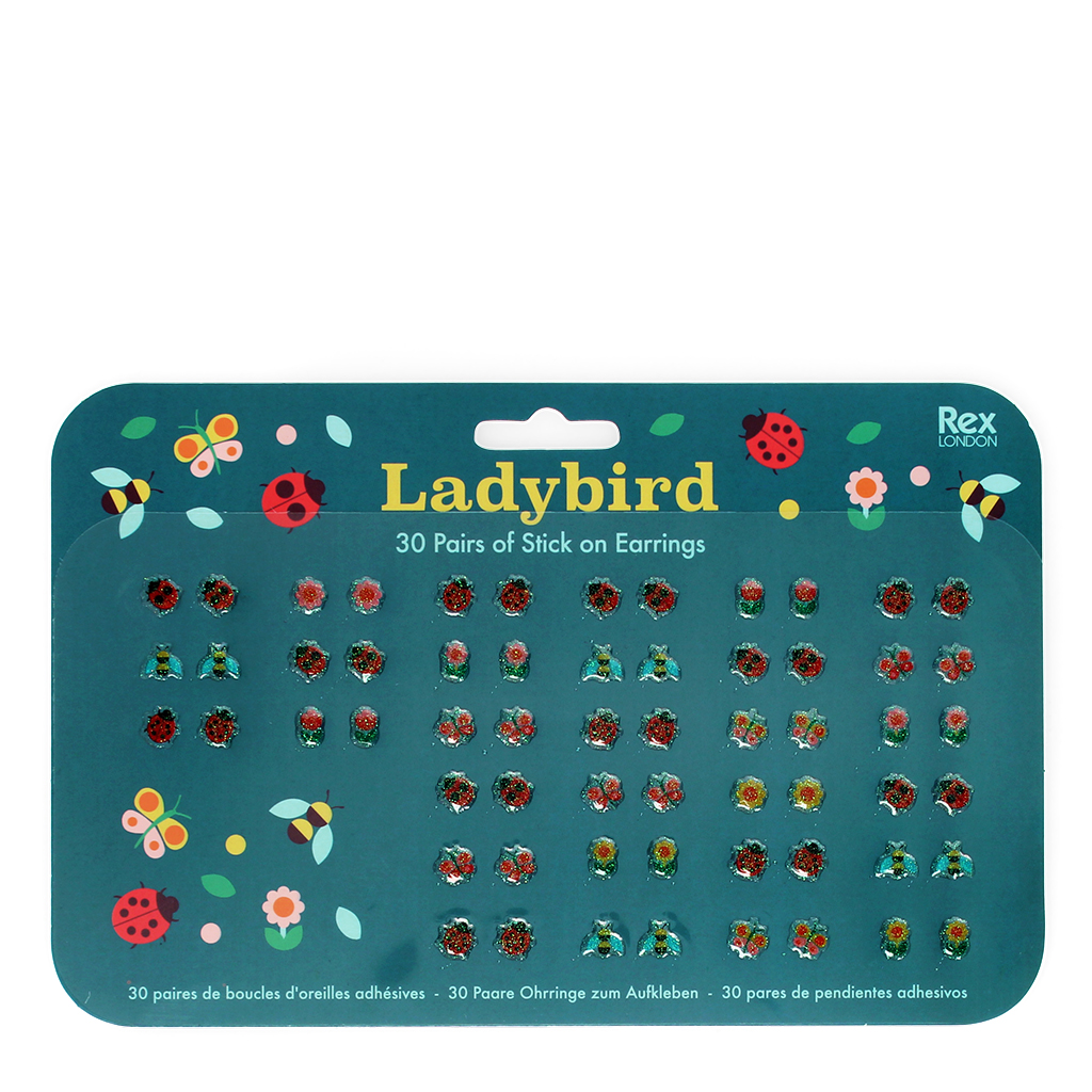 stick on earrings (30 pairs) - ladybird