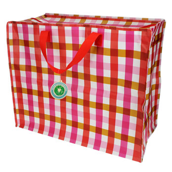 jumbo storage bag - pink gingham