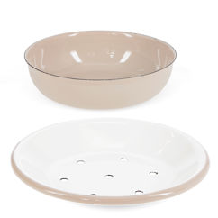 round two-part enamel soap dish - mushroom