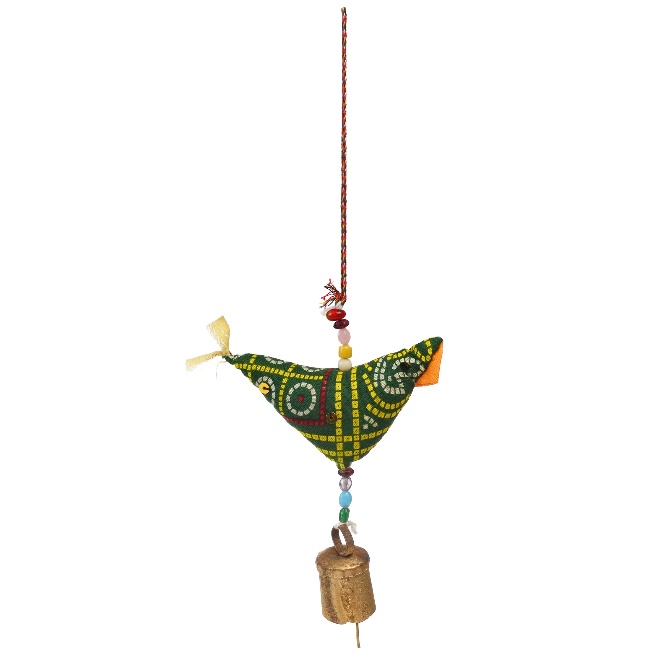 bird with bell recycled cloth hanging decoration