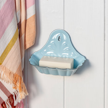 wall-mounted enamel soap dish - blue