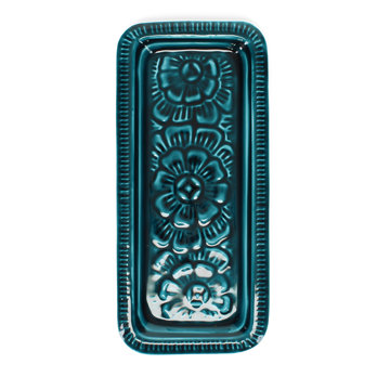 plateau à bibelots rectangulaire en émail - bleu