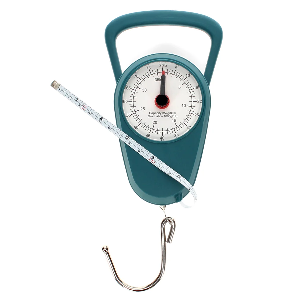 travel scales with tape measure - petrol blue