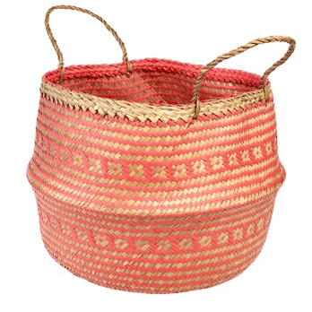 large seagrass basket - coral large seagrass basket - coral