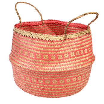 large seagrass basket - coral