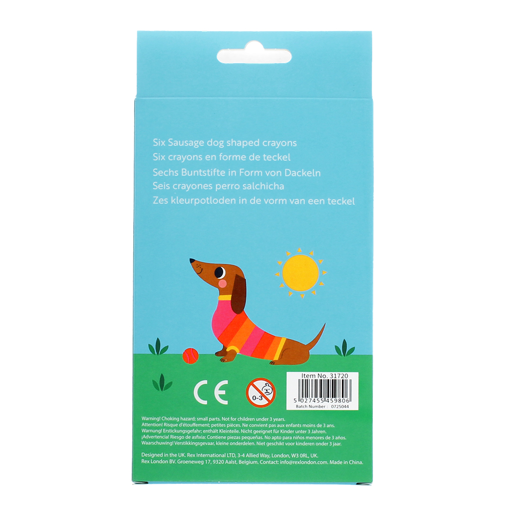 dog shaped crayons (set of 6) - sunny sausage dog