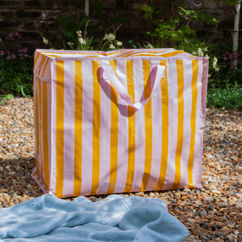 jumbo storage bag - pink with orange stripe