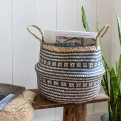 small seagrass basket - navy blue small seagrass basket - navy blue