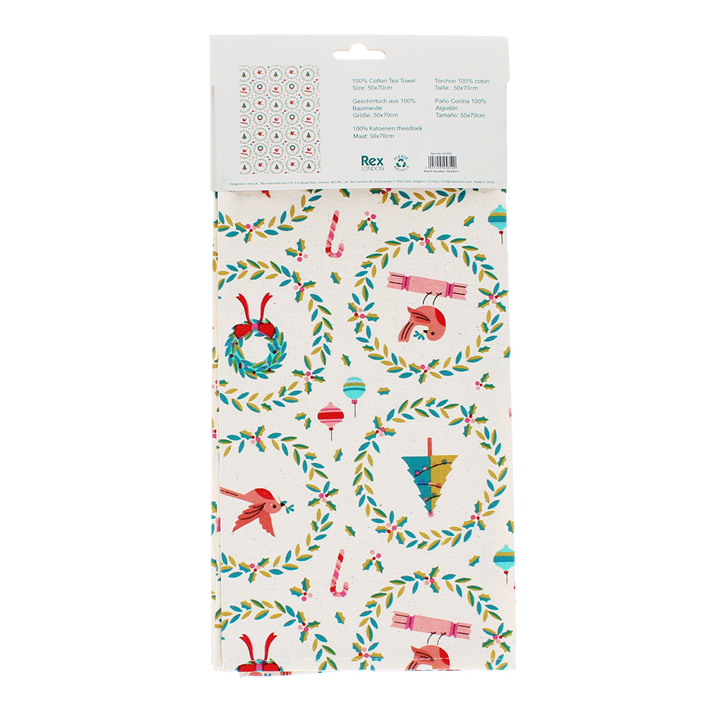 cotton tea towel - classic christmas