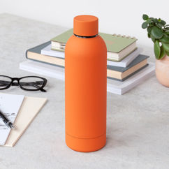 gourde en acier recouverte de caoutchouc 500ml - orange