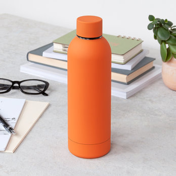 rubber coated steel bottle 500ml - orange