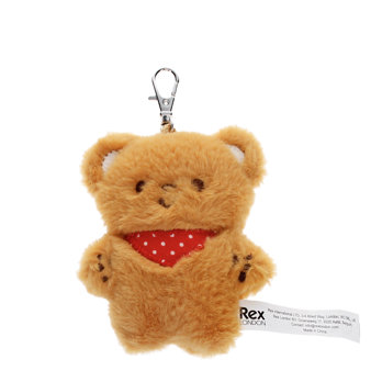 fluffy keyring bag charm - teddy bear
