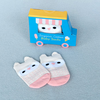 pair of baby socks - pink owl