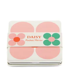 square pocket mirror - pink and green daisy square pocket mirror - pink and green daisy