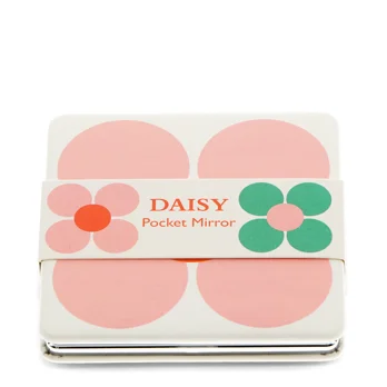square pocket mirror - pink and green daisy square pocket mirror - pink and green daisy