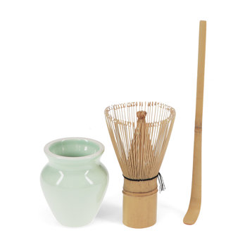 handgefertigtes matcha-besen- und ständer-set