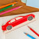 wooden ruler - red car