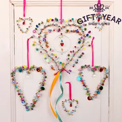 handmade beaded heart decoration (5x5cm) - multi-coloured handmade beaded heart decoration (5x5cm) - multi-coloured