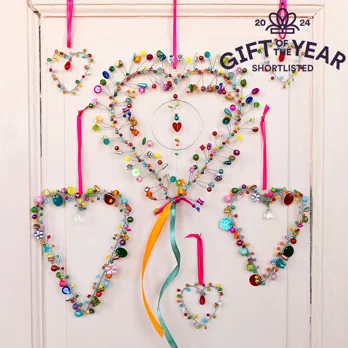 handmade beaded heart decoration (5x5cm) - multi-coloured handmade beaded heart decoration (5x5cm) - multi-coloured