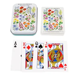 playing cards in a tin - wild flowers