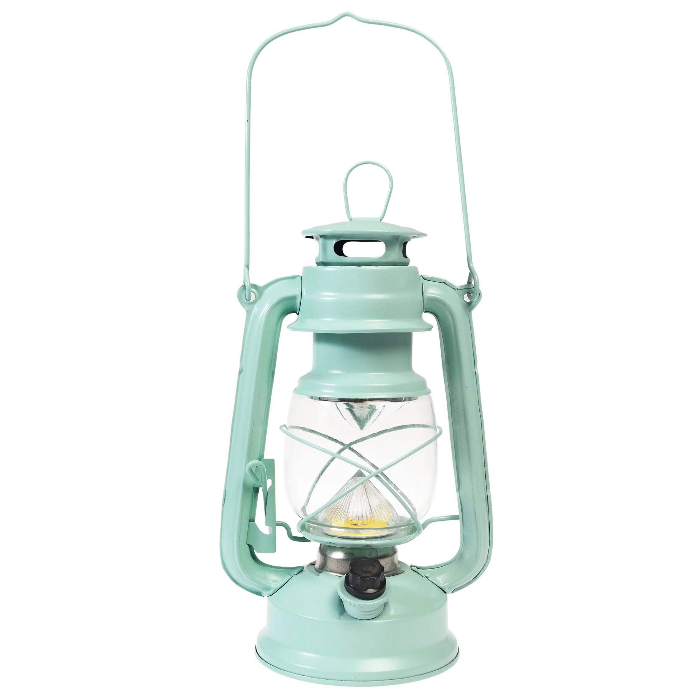 led hurricane lantern - aqua