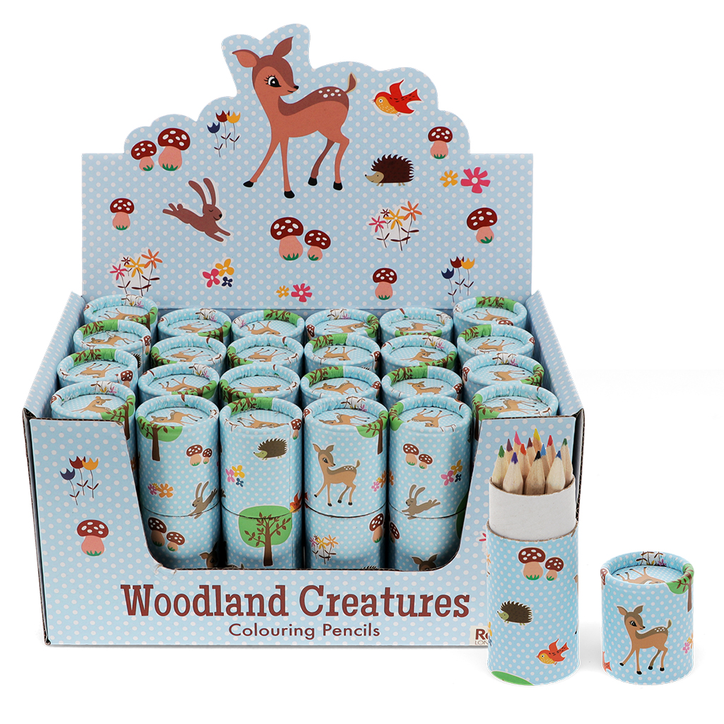dose mit 12 buntstiften woodland creatures