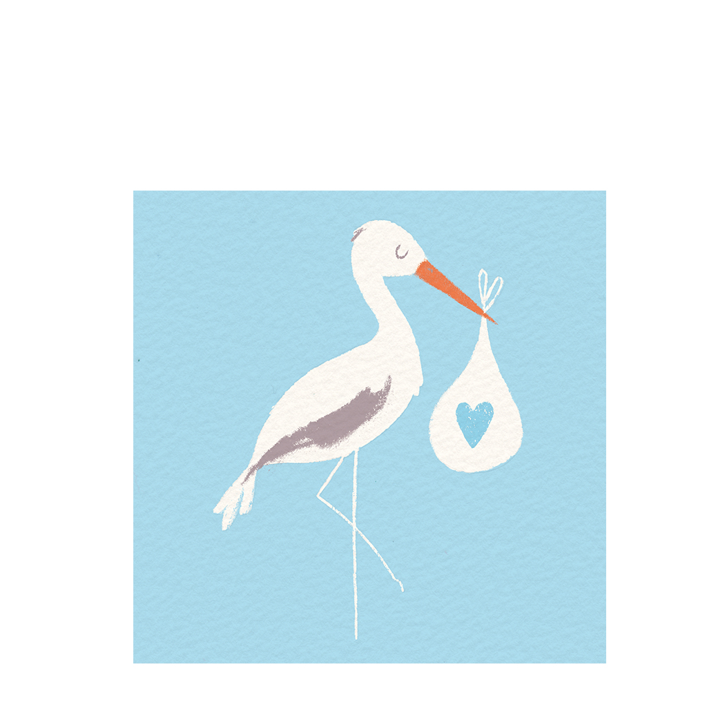 greetings card - blue stork