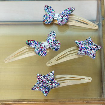 glitter star hair clips (set of 2) - fairies in the garden