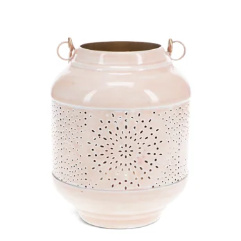 enamel tealight lantern - soft pink enamel tealight lantern - soft pink