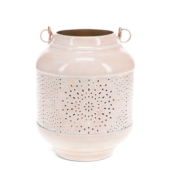 enamel tealight lantern - soft pink