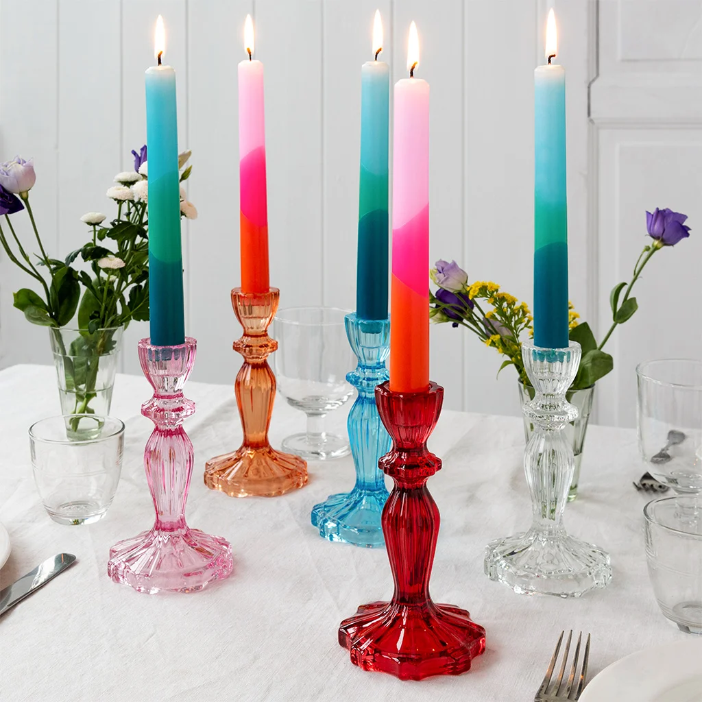 grand bougeoir en verre rouge
