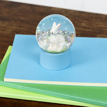 mini glass glitter globe - bunny