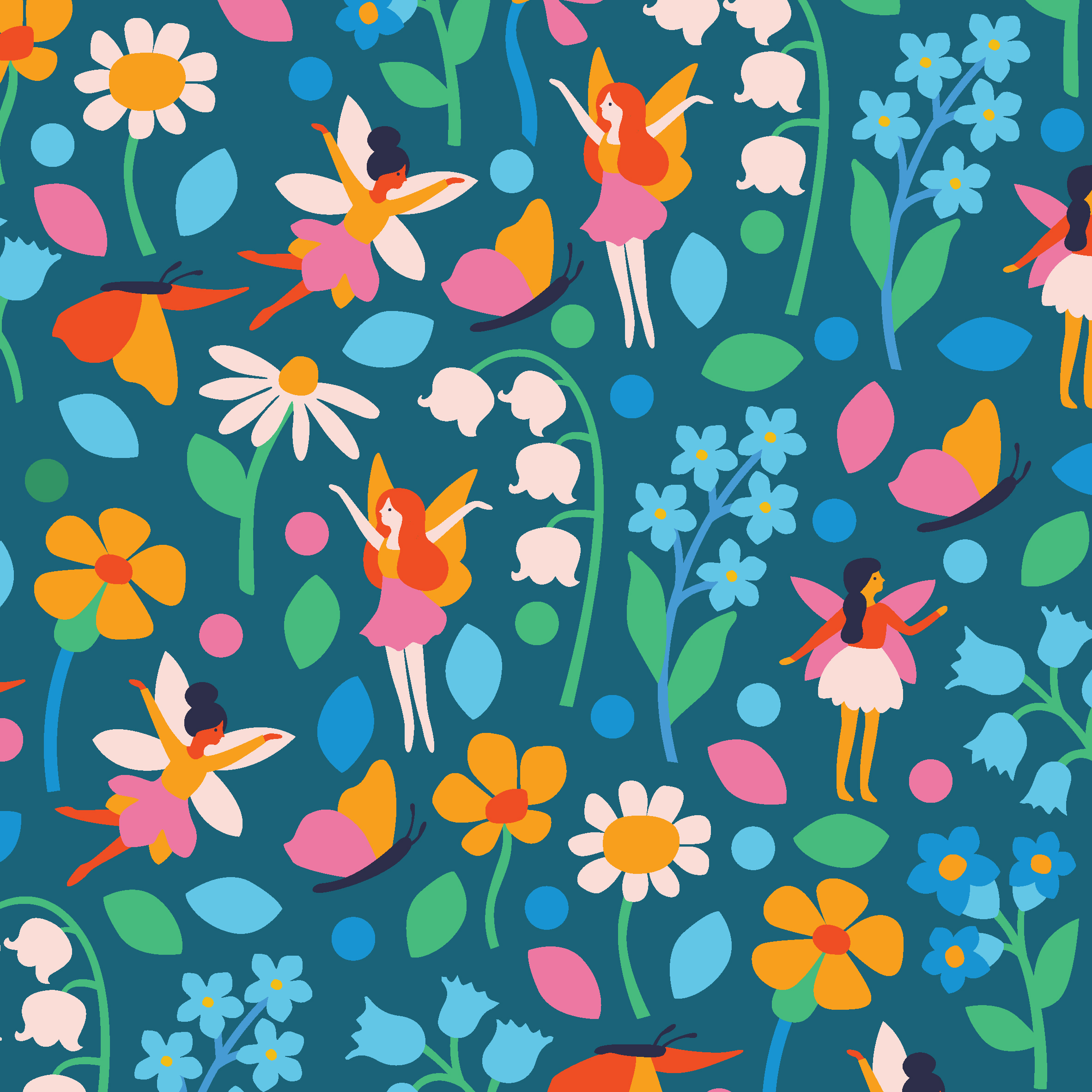 wrapping paper sheets - fairies in the garden