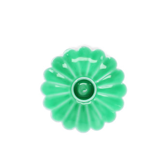 enamel flat flower candle holder - green